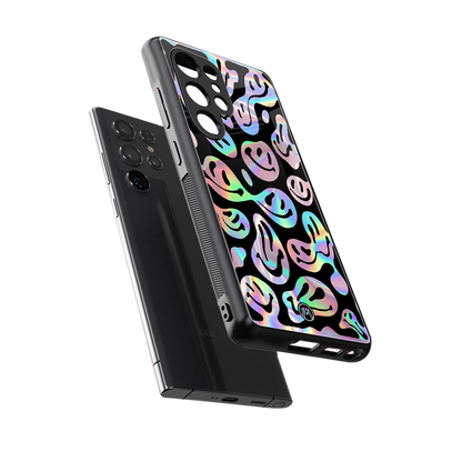 acid smiles chromatic edition back phone cover | glass case for samsung galaxy s25 ultra