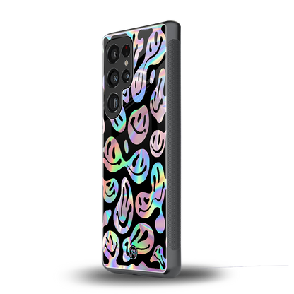 acid smiles chromatic edition back phone cover | glass case for samsung galaxy s25 ultra