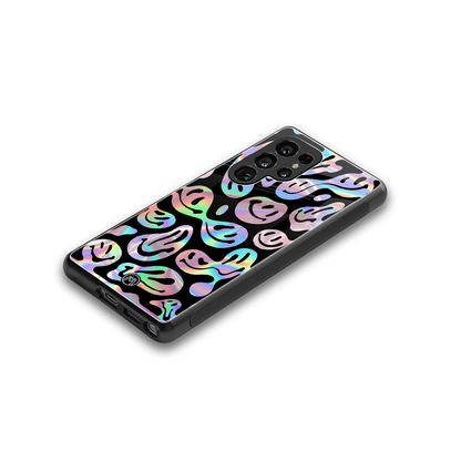 acid smiles chromatic edition back phone cover | glass case for samsung galaxy s25 ultra