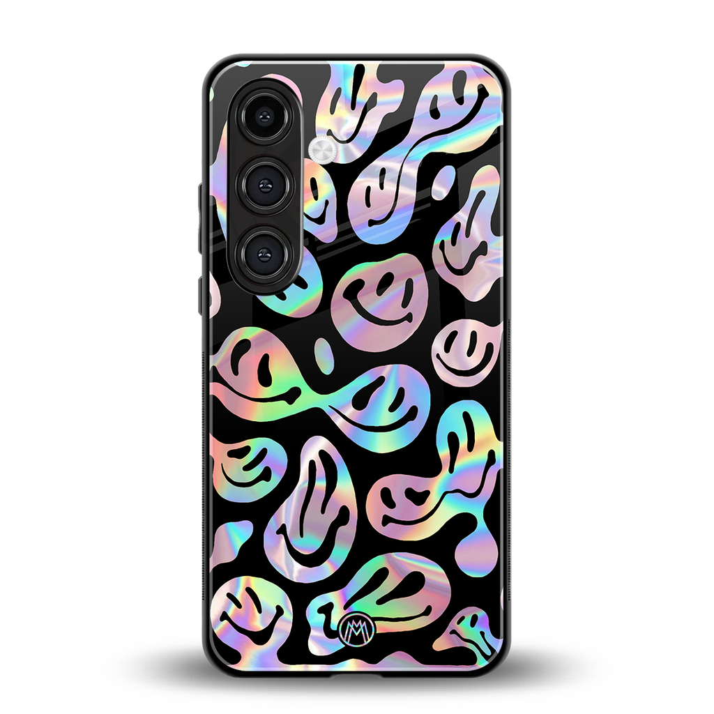 acid smiles chromatic edition back phone cover | glass case for samsung galaxy s24 fe