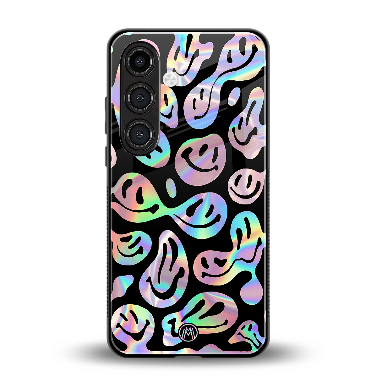 acid smiles chromatic edition back phone cover | glass case for samsung galaxy s24 fe