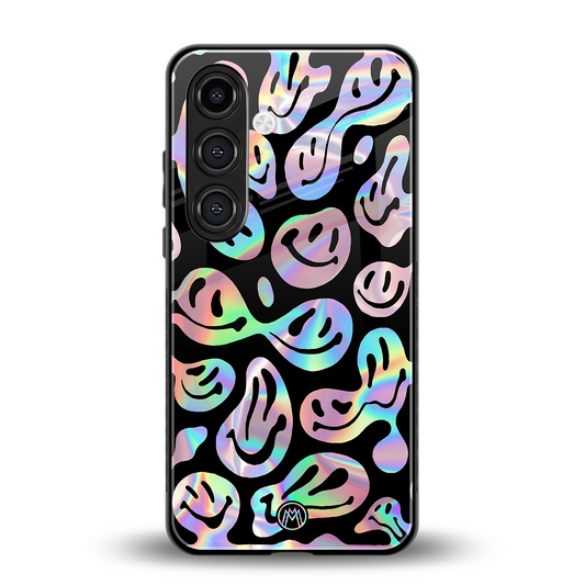 acid smiles chromatic edition back phone cover | glass case for samsung galaxy s24 fe