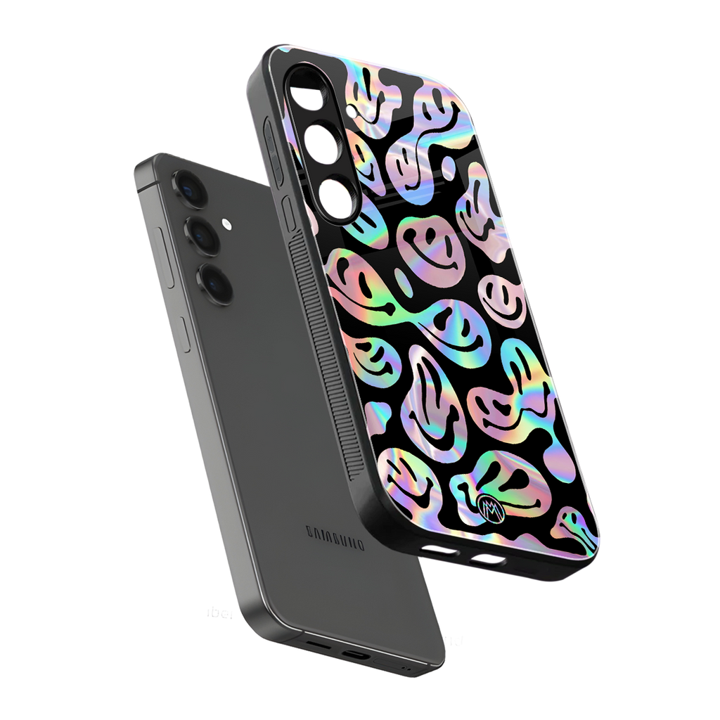 acid smiles chromatic edition back phone cover | glass case for samsung galaxy s23 plus