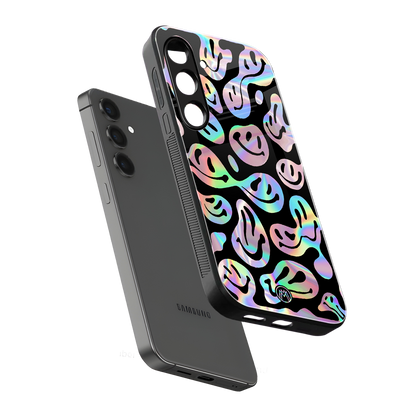 acid smiles chromatic edition back phone cover | glass case for samsung galaxy s24 fe