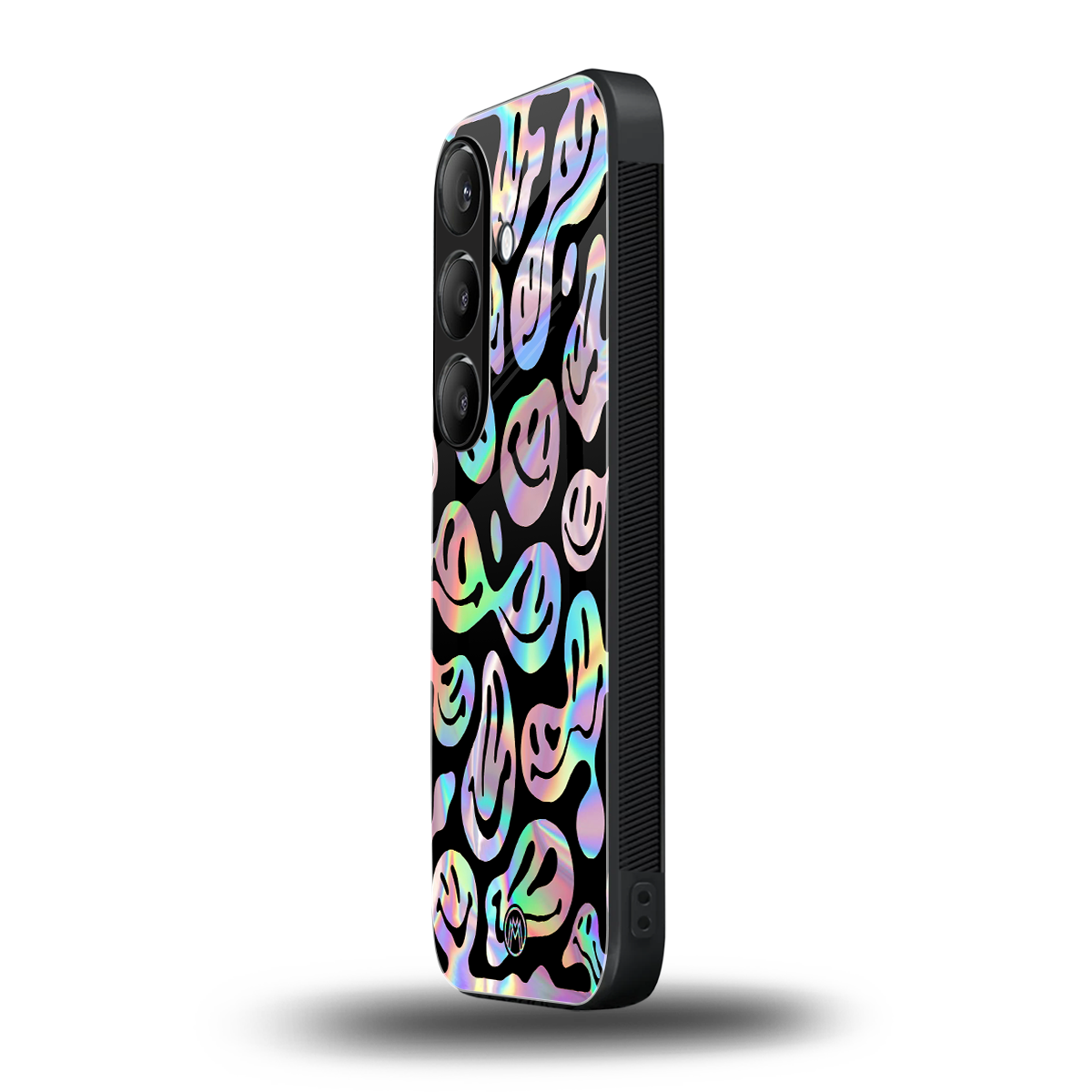 acid smiles chromatic edition back phone cover | glass case for samsung galaxy s24 fe