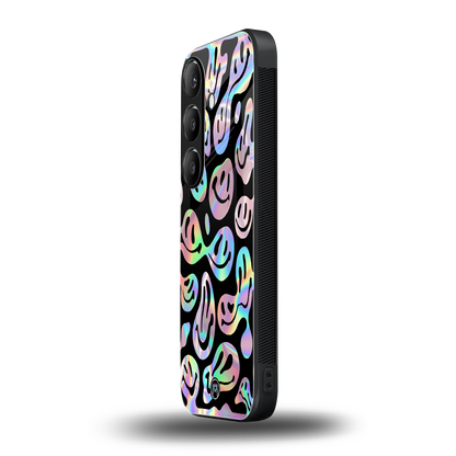 acid smiles chromatic edition back phone cover | glass case for samsung galaxy s24 fe