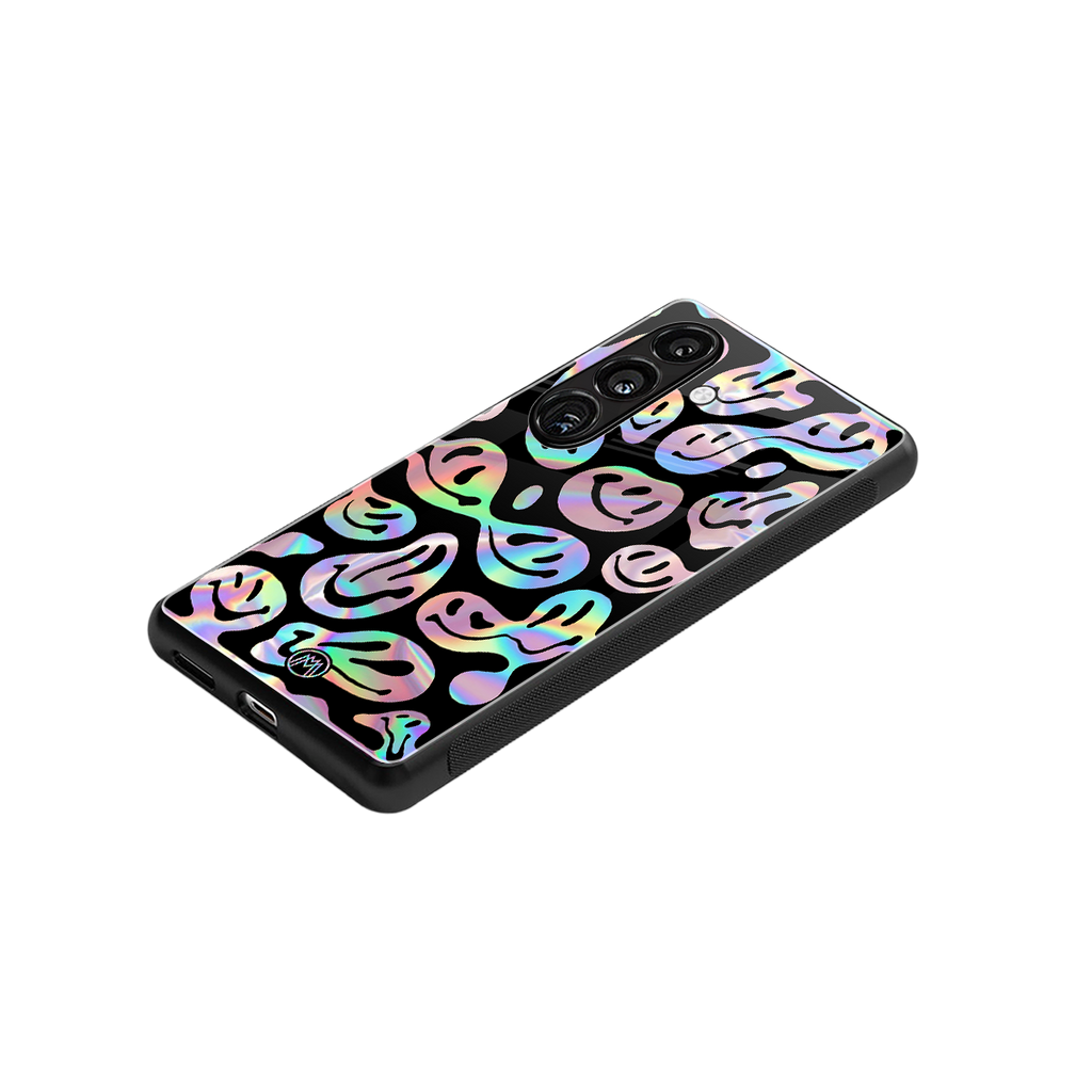 acid smiles chromatic edition back phone cover | glass case for samsung galaxy s23 plus