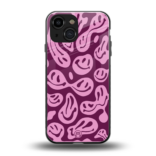 acid smiles grape edition back phone cover | glass case for iphone 13 mini