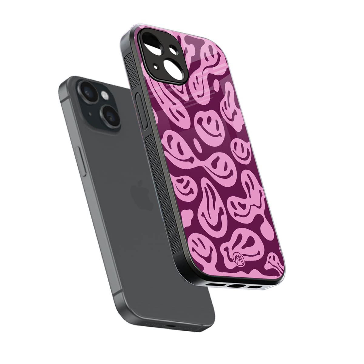 acid smiles grape edition back phone cover | glass case for iphone 13 mini