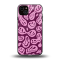 acid smiles grape edition back phone cover | glass case for iphone 15 plus