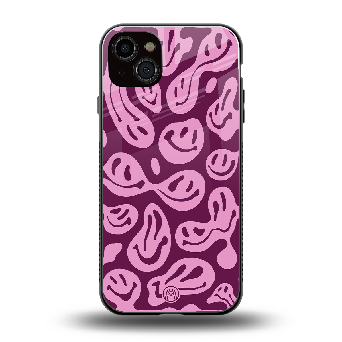 acid smiles grape edition back phone cover | glass case for iphone 15 plus