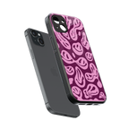 acid smiles grape edition back phone cover | glass case for iphone 15 plus
