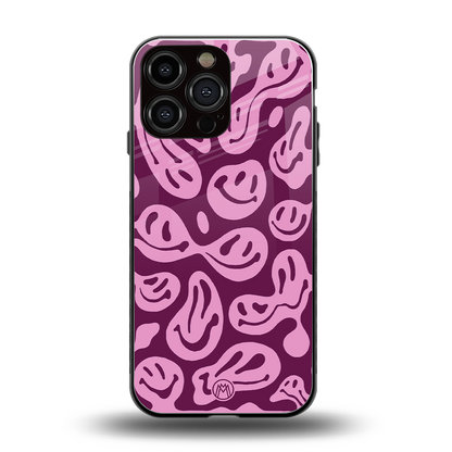acid smiles grape edition back phone cover | glass case for iphone 14 pro max