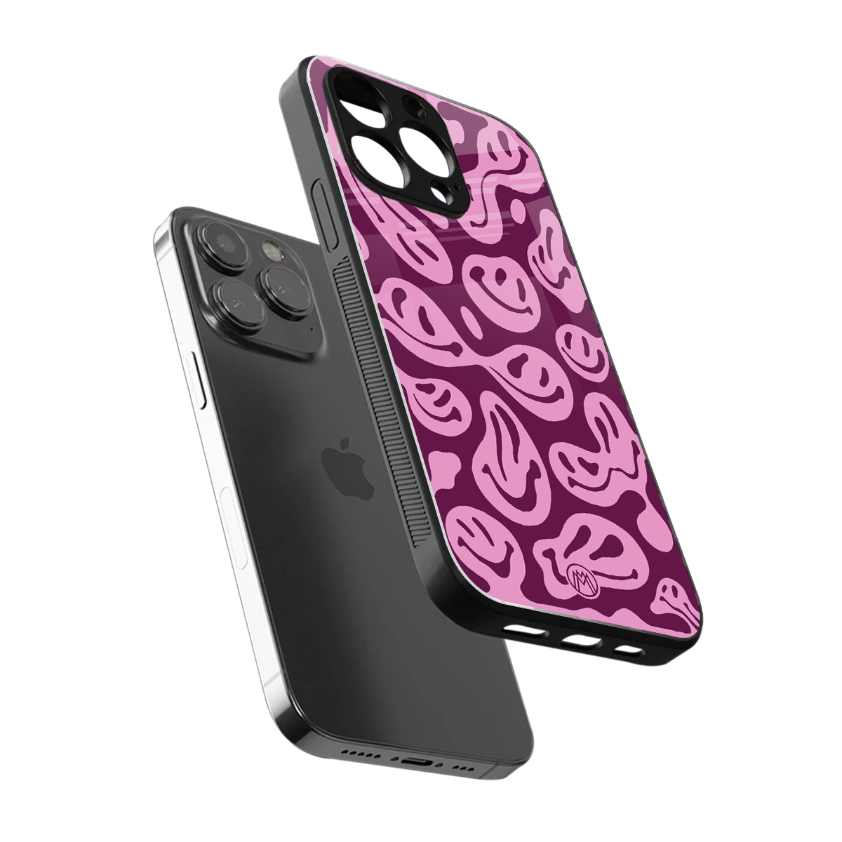 acid smiles grape edition back phone cover | glass case for iphone 15 pro max