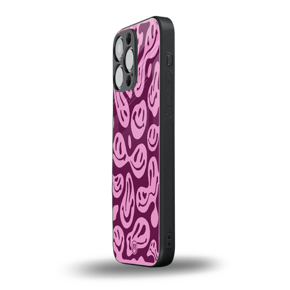 acid smiles grape edition back phone cover | glass case for iphone 14 pro max
