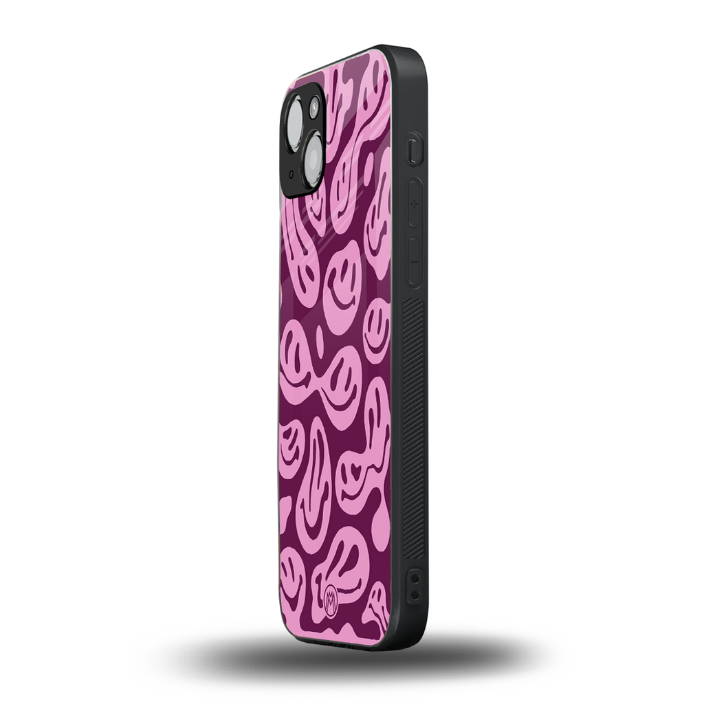 acid smiles grape edition back phone cover | glass case for iphone 15