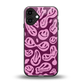 acid smiles grape edition back phone cover | glass case for iphone 16 plus
