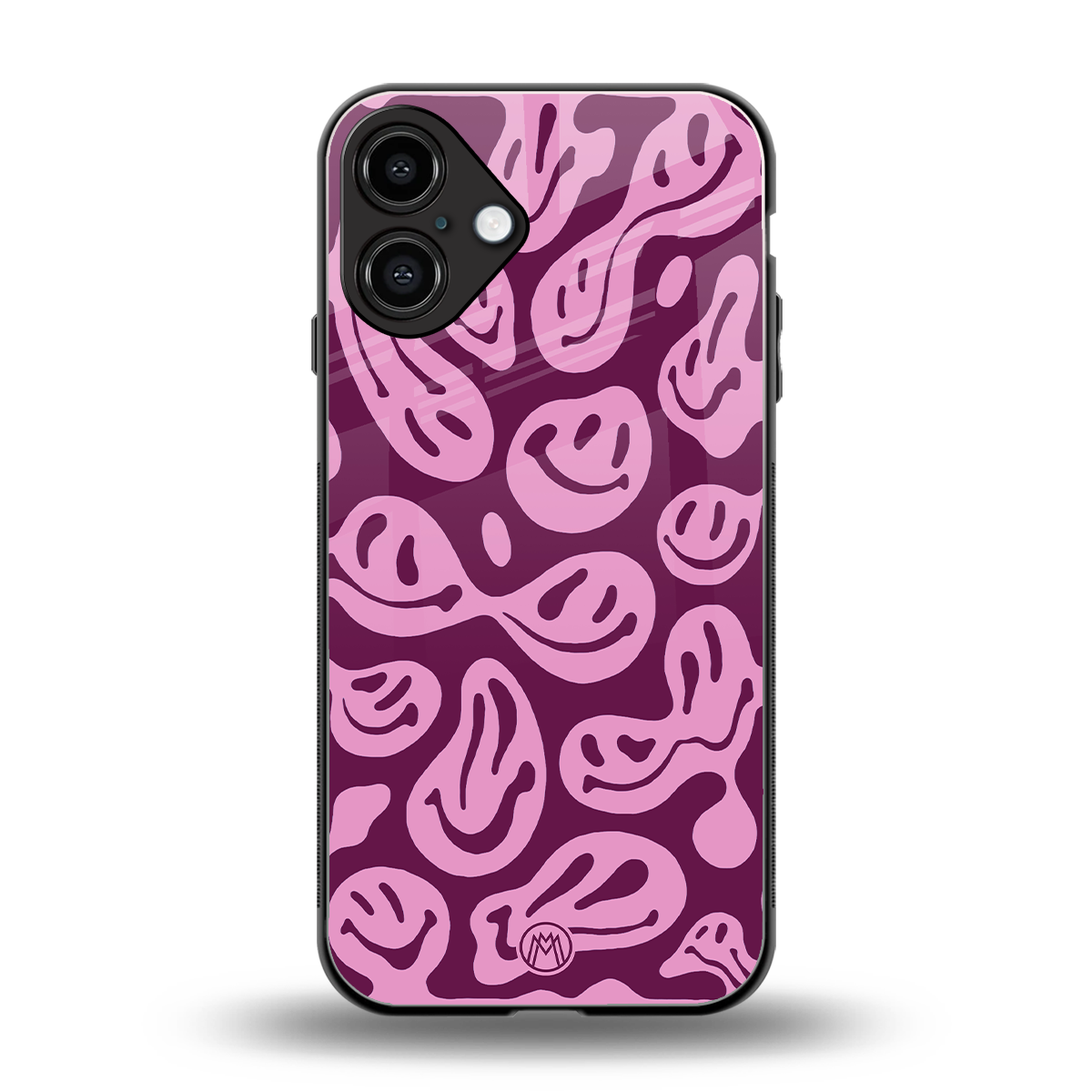 acid smiles grape edition back phone cover | glass case for iphone 16 plus