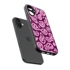 acid smiles grape edition back phone cover | glass case for iphone 16 plus