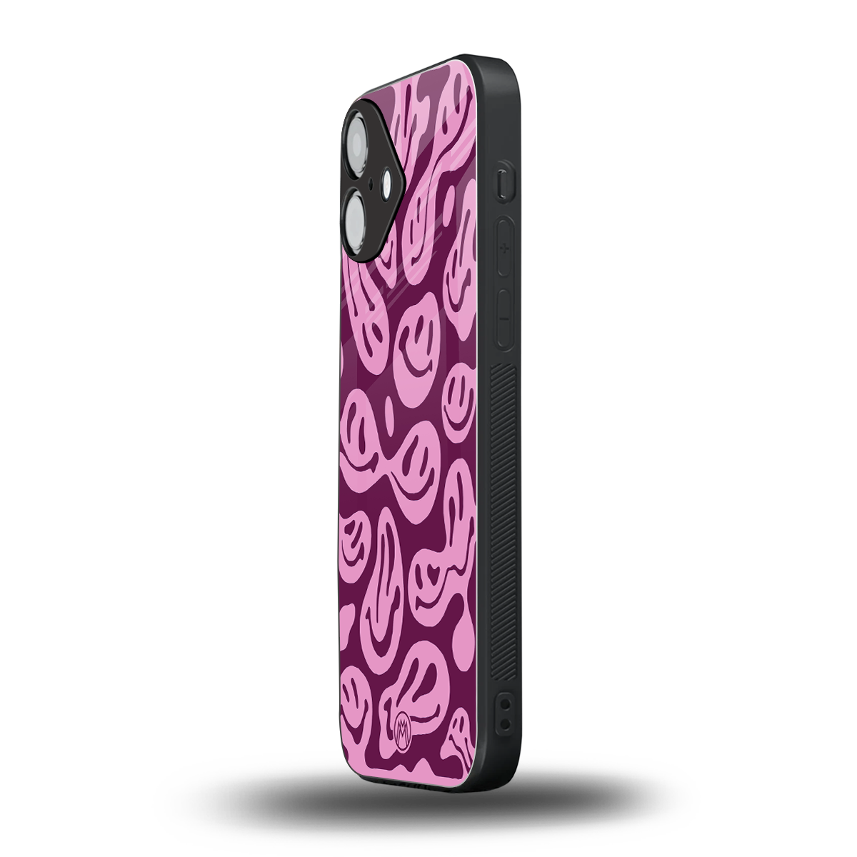 acid smiles grape edition back phone cover | glass case for iphone 16 plus