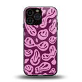 acid smiles grape edition back phone cover | glass case for iphone 16 pro max