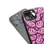 acid smiles grape edition back phone cover | glass case for iphone 15 pro