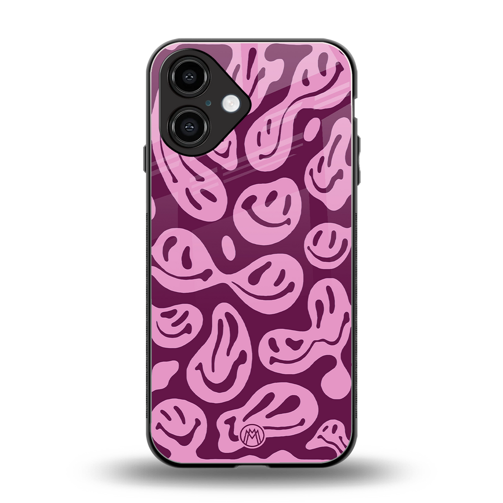 acid smiles grape edition back phone cover | glass case for iphone 16