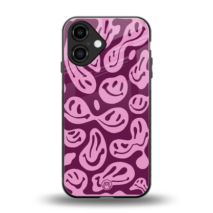 acid smiles grape edition back phone cover | glass case for iphone 16