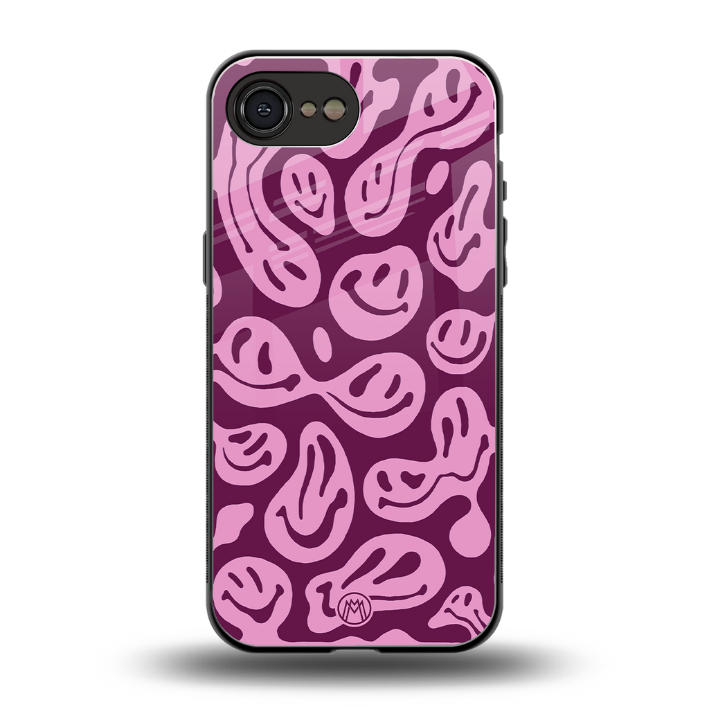 acid smiles grape edition back phone cover | glass case for iphone 16e