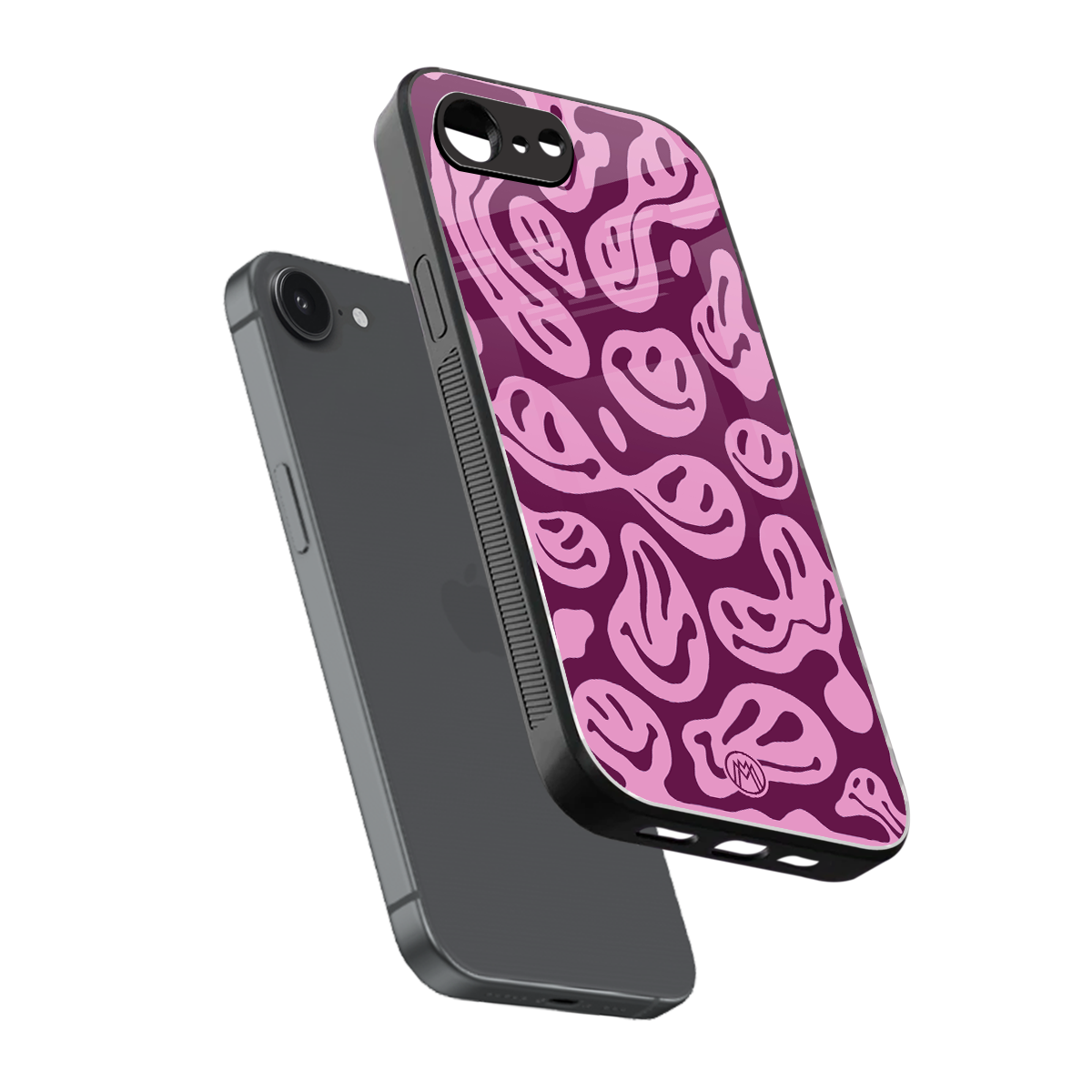 acid smiles grape edition back phone cover | glass case for iphone 16e