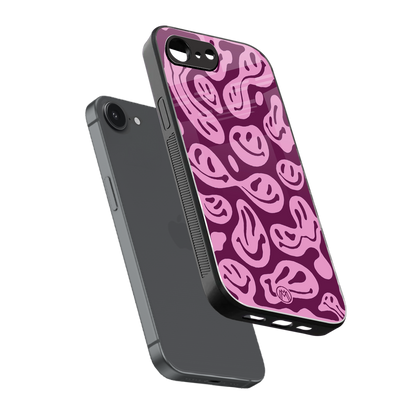 acid smiles grape edition back phone cover | glass case for iphone 16e