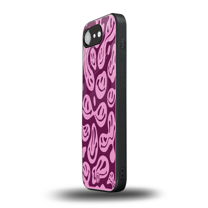 acid smiles grape edition back phone cover | glass case for iphone 16e