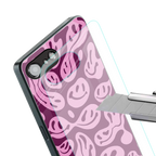 acid smiles grape edition back phone cover | glass case for iphone 16e