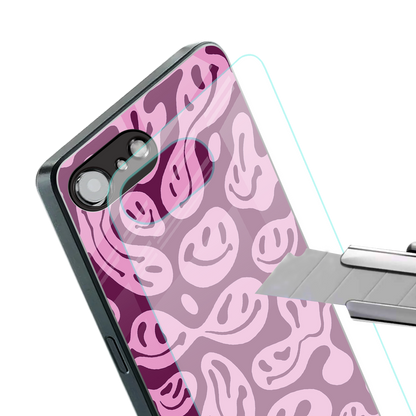 acid smiles grape edition back phone cover | glass case for iphone 16e