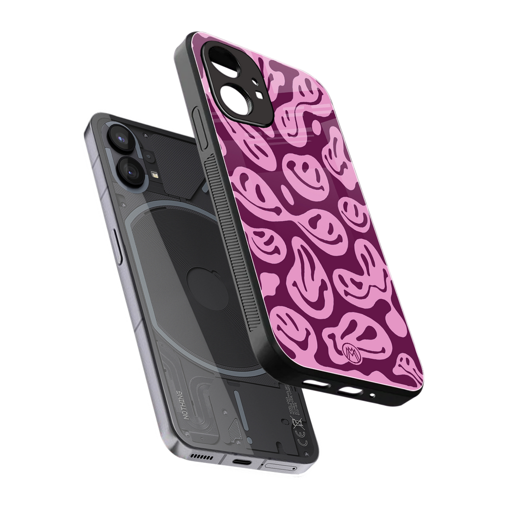 acid smiles grape edition back phone cover | glass case for nothing phone 1