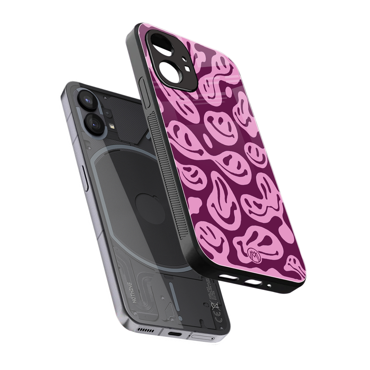 acid smiles grape edition back phone cover | glass case for nothing phone 1