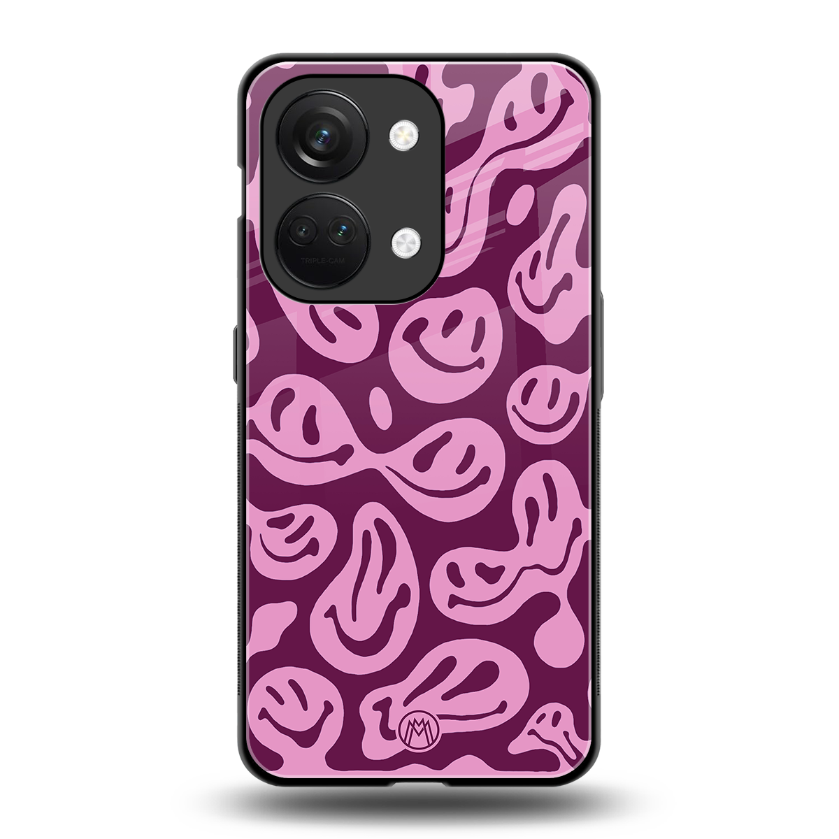 acid smiles grape edition back phone cover | glass case for oneplus nord 3