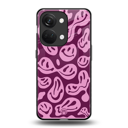 acid smiles grape edition back phone cover | glass case for oneplus nord 3