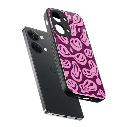 acid smiles grape edition back phone cover | glass case for oneplus nord 3