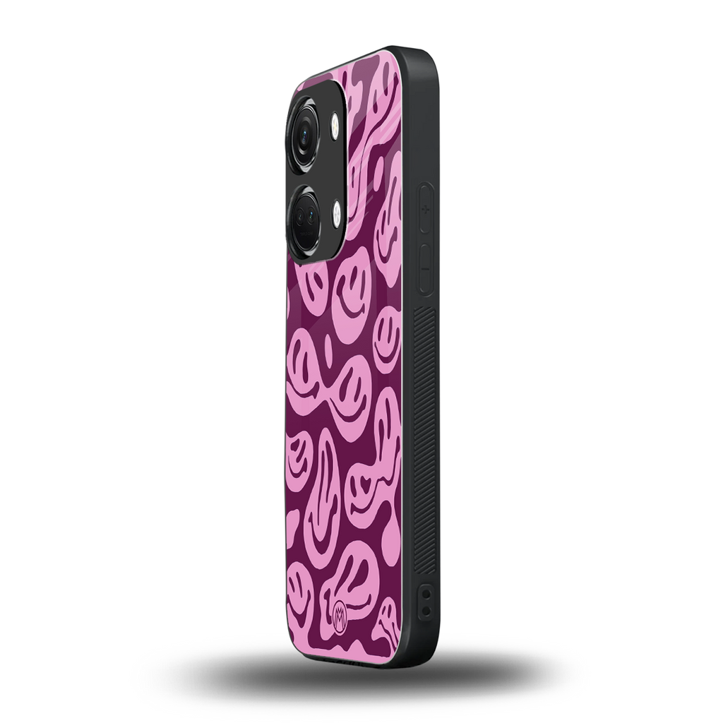 acid smiles grape edition back phone cover | glass case for oneplus nord 3