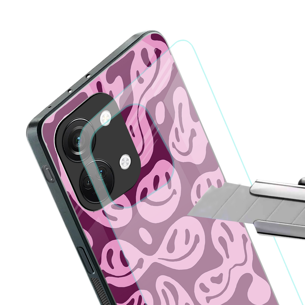 acid smiles grape edition back phone cover | glass case for oneplus nord 3