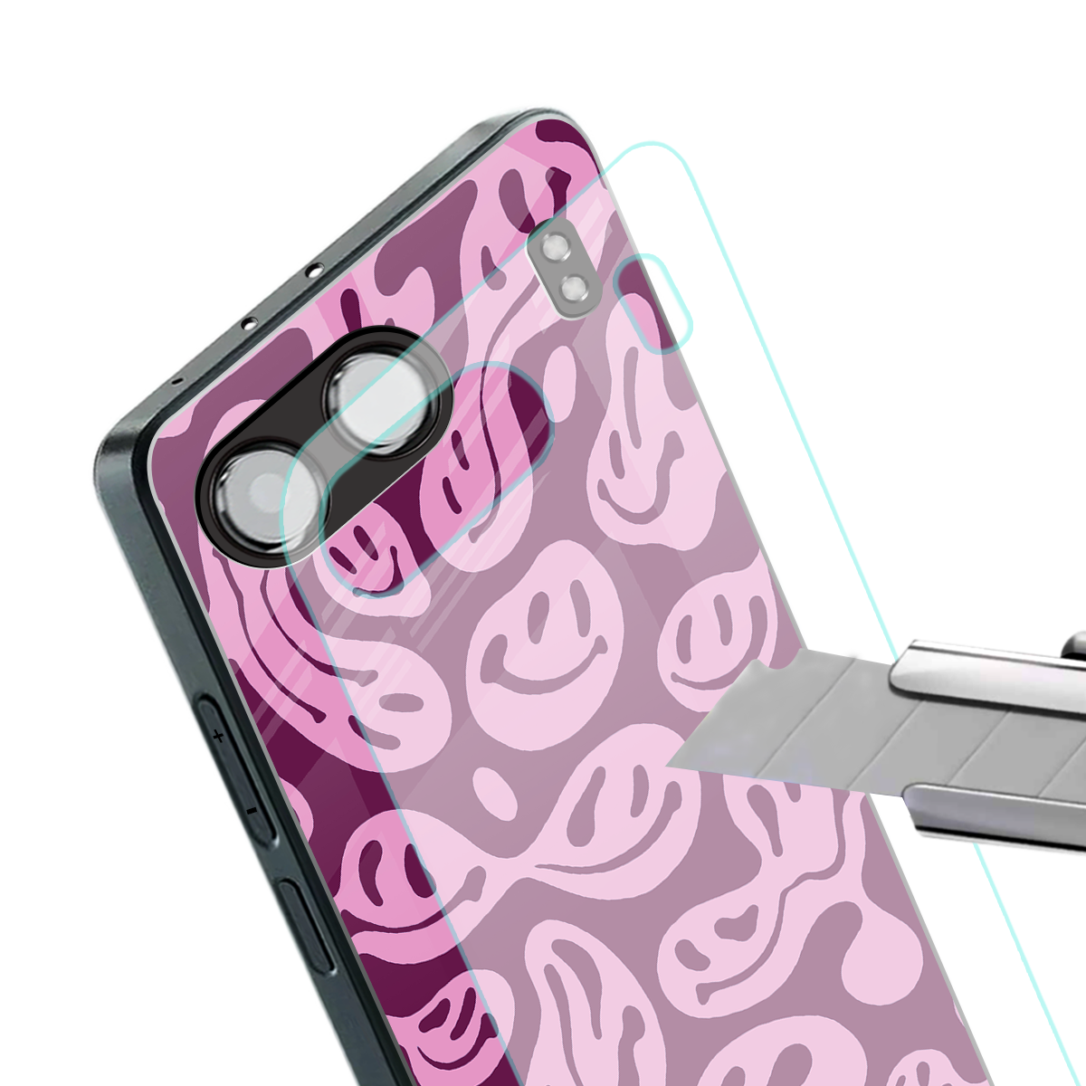 acid smiles grape edition back phone cover | glass case for oneplus nord 4