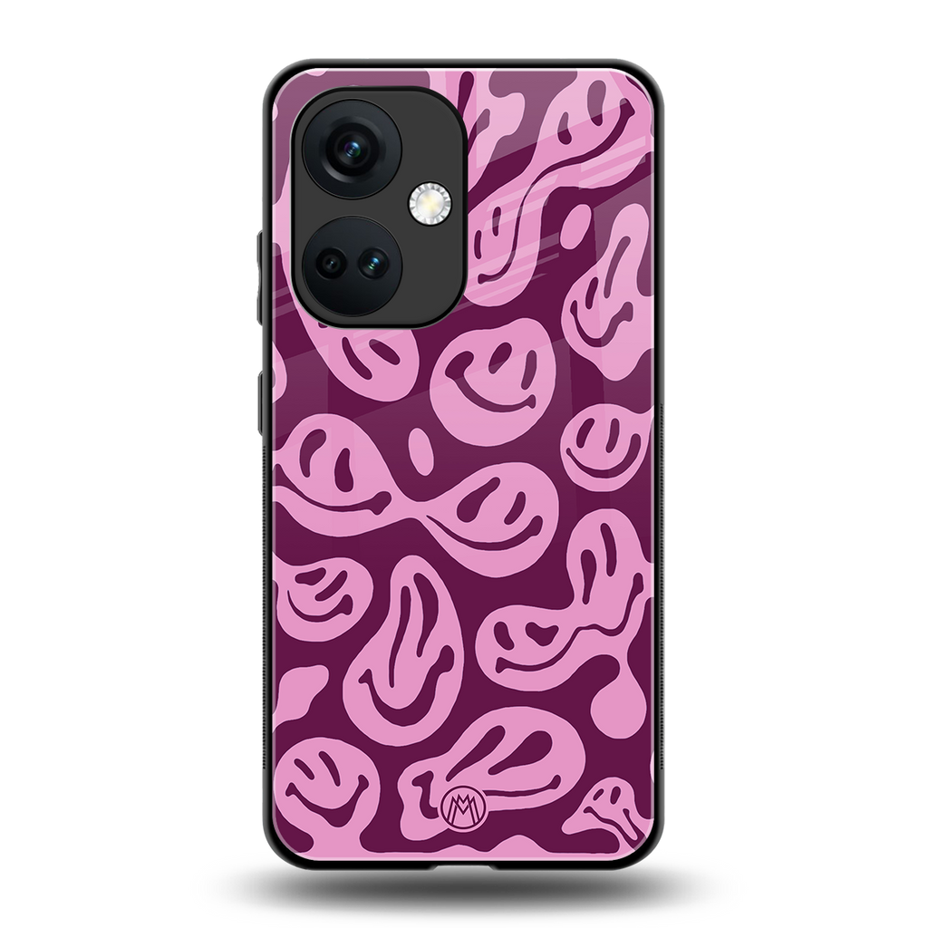 acid smiles grape edition back phone cover | glass case for oneplus nord ce 3