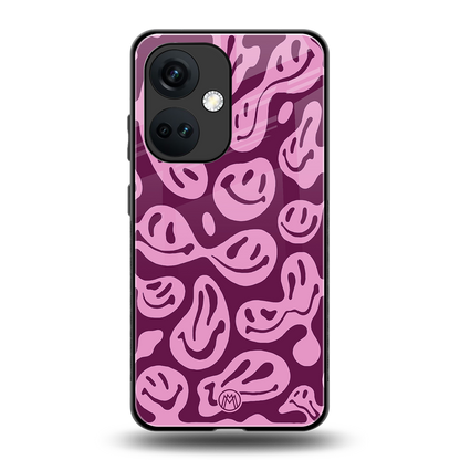 acid smiles grape edition back phone cover | glass case for oneplus nord ce 3