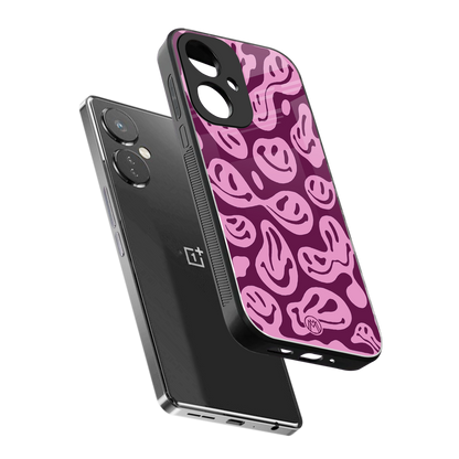acid smiles grape edition back phone cover | glass case for oneplus nord ce 3