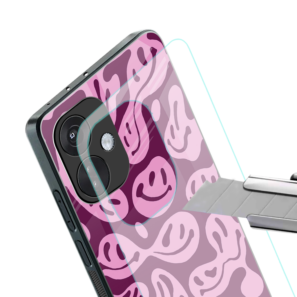 acid smiles grape edition back phone cover | glass case for oneplus nord ce 3