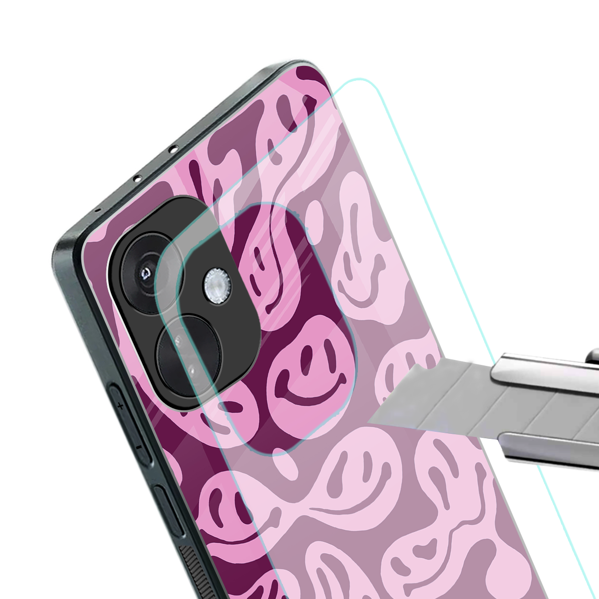 acid smiles grape edition back phone cover | glass case for oneplus nord ce 3