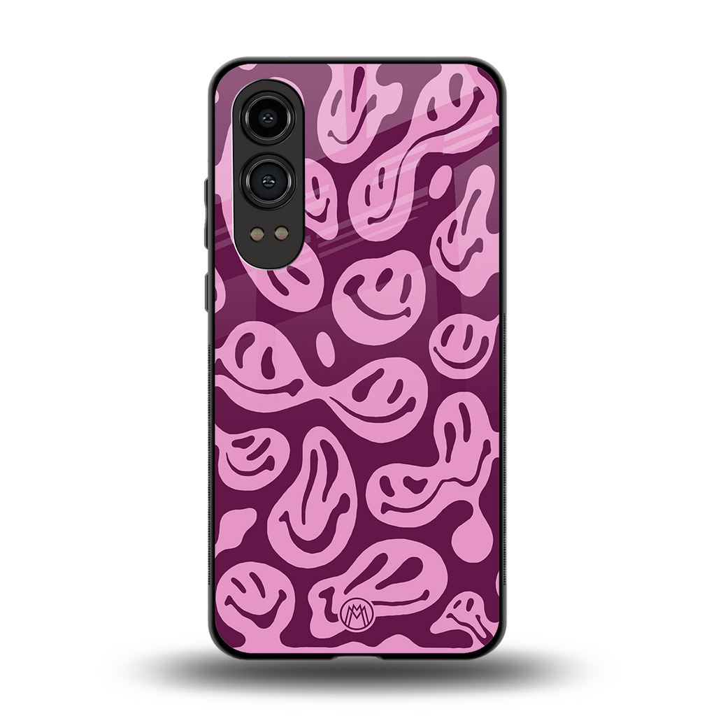 acid smiles grape edition back phone cover | glass case for oneplus nord ce 4 lite