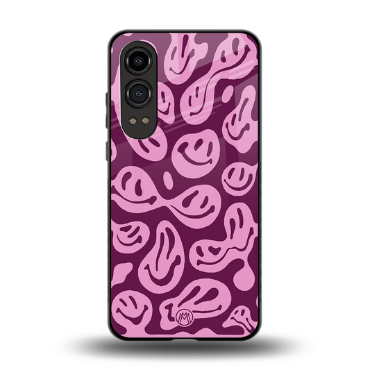 acid smiles grape edition back phone cover | glass case for oneplus nord ce 4 lite