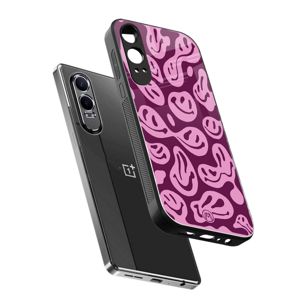 acid smiles grape edition back phone cover | glass case for oneplus nord ce 4 lite